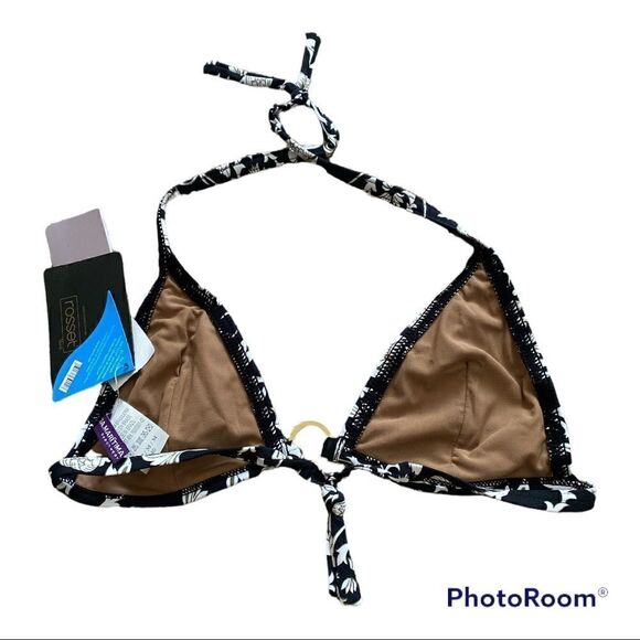 New CIA MARITIMA Brazilian Triangle String Bikini Preto Top Size Medium - Picture 2 of 6